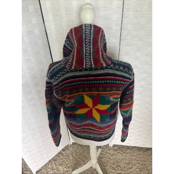 Amazing Vintage Southwestern Navajo Aztec Shetland Wool Cardigan Sweater Casual - Picture 5 of 14